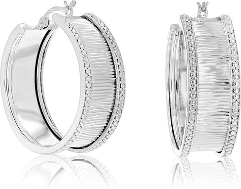 أقراط دائرية من الألماس 1/4 قيراط من Vir Jewels .925 من الفضة الإسترليني مع طلاء الروديوم 1 بوصة in Saudi Arabia