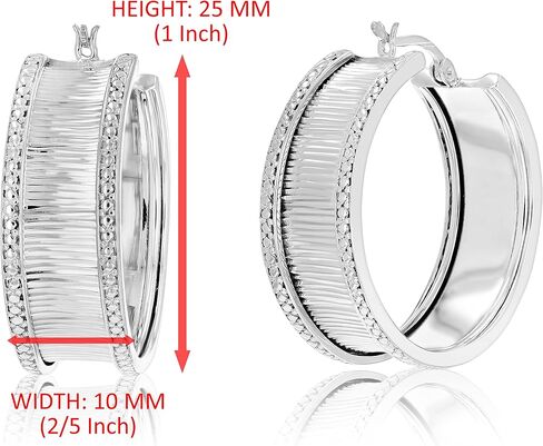 أقراط دائرية من الألماس 1/4 قيراط من Vir Jewels .925 من الفضة الإسترليني مع طلاء الروديوم 1 بوصة in Saudi Arabia