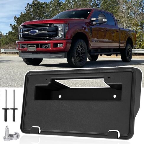 Front License Plate Frame for Ford F250 F350 F450 F550 Super Duty 2023 2024 NO Drill Front Bumper License Plate Holder Mounting Bracket Cover Replace # PC3Z-17A385-AA FO1068203 in Saudi Arabia