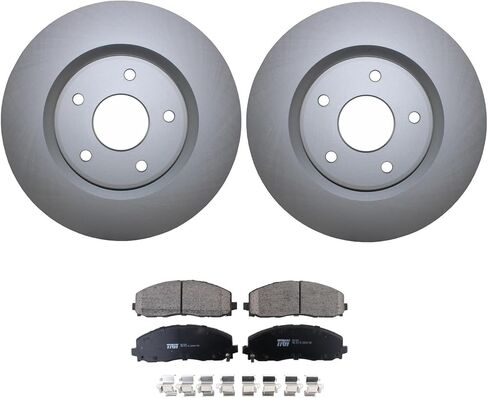 Coated Vented 330mm Disc Rotors and TRW Pro Ceramic Pad Set with Hardware and Acoustic Sensors Front Brake Kit For Pacifica Town & Country Voyager Grand Caravan Journey C/V Routan in Saudi Arabia