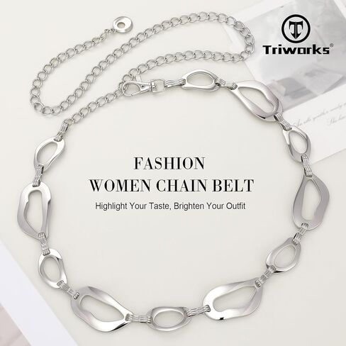TRIWORKS Waist Chain for Women Ladies Metal Link Chunky Chain Belt for Dresses in Kuwait