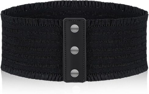 Wide Elastic Waist Belt for Women, Ladies Belts,Wide Waist Belt with Snap Fastener for Dresses in Kuwait