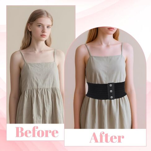 Wide Elastic Waist Belt for Women, Ladies Belts,Wide Waist Belt with Snap Fastener for Dresses in Kuwait