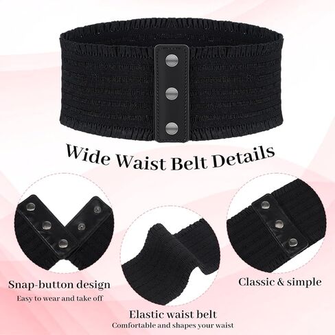 Wide Elastic Waist Belt for Women, Ladies Belts,Wide Waist Belt with Snap Fastener for Dresses in Kuwait
