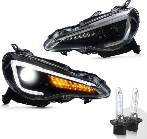 VLAND Headlights Assembly & D2S LED Bulbs Compatible for 2012-2019 Toyota 86 GT86 / 2013-2016 Scion FR-S / 2013-2019 Subaru BRZ, Plug & Play in Saudi Arabia