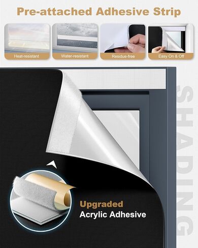 Portable Blackout Curtains for Bedroom (67" x 75"), Black Out Window Cover, No Drill Blackout Shades with Hook&Loop, for Nursery, Travel, Dorm, Apartment (Black) in Kuwait