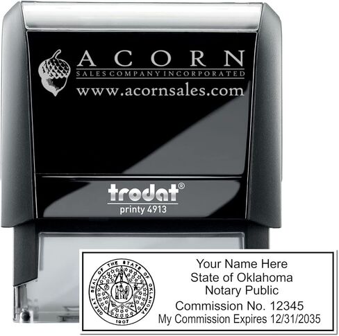 Premium Quality, Rectangular Self-Inking Notarial Stamp for Oklahoma - Ideal for OK Notary Public, State Board Compliant, 7/8 x 2-1/4 Size - Ideal for Oklahoma Notary Duties - OK Notary Public Stamp in Saudi Arabia
