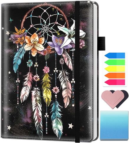 A5 Leather Lined Journal Notebook, 200 Pages Hardcover Executive Notebook for Men Women Office School Note Taking, Thick Writing Paper Daily Journal with Bookmarks/Indexes, Cute Cow Sunflower in Kuwait