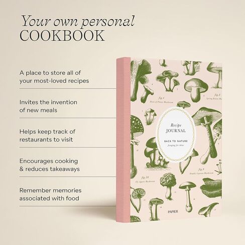 مجلة وصفة الفطر الورقي - غلاف مقوى | مساحة فارغة - خطة الإفطار والغداء والعشاء والحلوى | هدية عشاق الطعام | اكتب وصفاتك الخاصة، ولاحظ المكونات، والنصائح | يتضمن مخطط الحجم ودرجة الحرارة in Kuwait