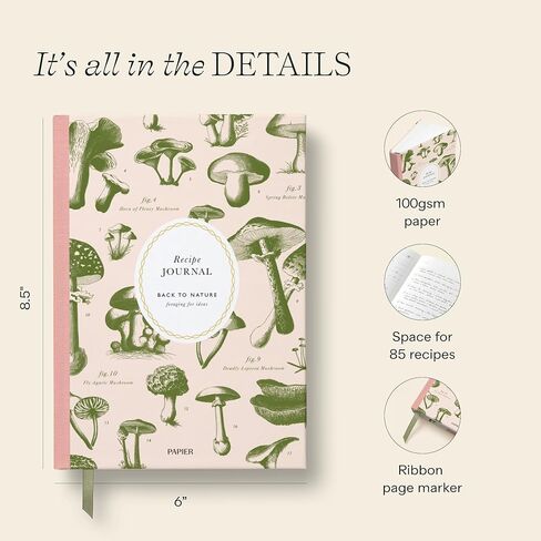 مجلة وصفة الفطر الورقي - غلاف مقوى | مساحة فارغة - خطة الإفطار والغداء والعشاء والحلوى | هدية عشاق الطعام | اكتب وصفاتك الخاصة، ولاحظ المكونات، والنصائح | يتضمن مخطط الحجم ودرجة الحرارة in Kuwait