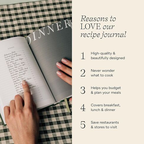 مجلة وصفة الفطر الورقي - غلاف مقوى | مساحة فارغة - خطة الإفطار والغداء والعشاء والحلوى | هدية عشاق الطعام | اكتب وصفاتك الخاصة، ولاحظ المكونات، والنصائح | يتضمن مخطط الحجم ودرجة الحرارة in Kuwait