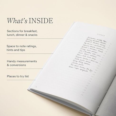مجلة وصفة الفطر الورقي - غلاف مقوى | مساحة فارغة - خطة الإفطار والغداء والعشاء والحلوى | هدية عشاق الطعام | اكتب وصفاتك الخاصة، ولاحظ المكونات، والنصائح | يتضمن مخطط الحجم ودرجة الحرارة in Kuwait
