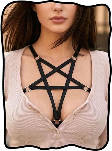 حمالة صدر نسائية من Fstrend باللون الأسود بدون كعب، حمالة صدر مرنة قابلة للتعديل، ملابس داخلية مثيرة على الطراز القوطي in Kuwait