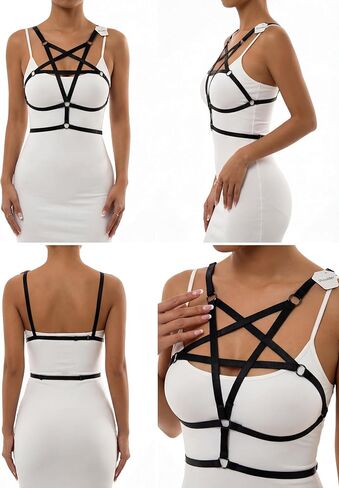 حمالة صدر نسائية من Fstrend باللون الأسود بدون كعب، حمالة صدر مرنة قابلة للتعديل، ملابس داخلية مثيرة على الطراز القوطي in Kuwait