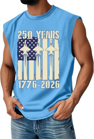 250 Anniversary Usa Tank Top Men 4th Of July Outfit, 1776 Independence Day Sleeveless Shirts in Saudi Arabia