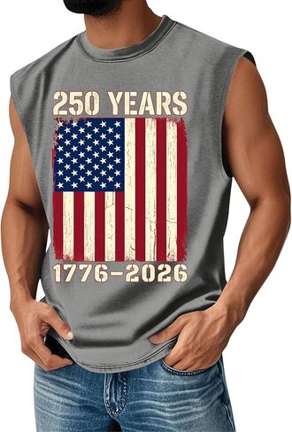 250 Anniversary Usa Tank Top Men 4th Of July Outfit, 1776 Independence Day Sleeveless Shirts in Saudi Arabia