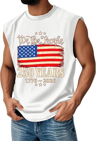 250 Anniversary Usa Tank Top Men 4th Of July Outfit, 1776 Independence Day Sleeveless Shirts in Saudi Arabia