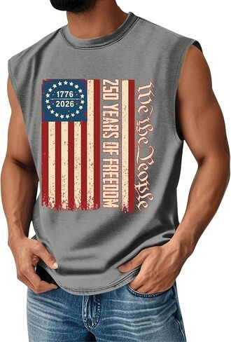 250 Anniversary Usa Tank Top Men 4th Of July Outfit, 1776 Independence Day Sleeveless Shirts in Saudi Arabia