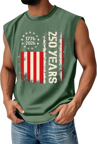 250 Anniversary Usa Tank Top Men 4th Of July Outfit, 1776 Independence Day Sleeveless Shirts in Saudi Arabia