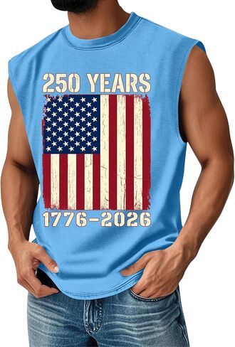 250 Anniversary Usa Tank Top Men 4th Of July Outfit, 1776 Independence Day Sleeveless Shirts in Saudi Arabia