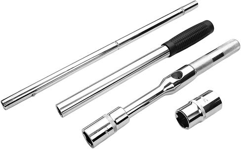 Car Extended Lug Wrench, Heavy Duty 4 Way Vehicle Tire lron Nut Wrench Set with 17/19 and 21/23mm Sockets, Automotive Wheel Changing Bolt Nut Removal Tool, Universal for SUV RV Pickup in Saudi Arabia