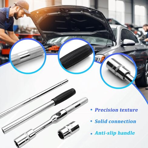 Car Extended Lug Wrench, Heavy Duty 4 Way Vehicle Tire lron Nut Wrench Set with 17/19 and 21/23mm Sockets, Automotive Wheel Changing Bolt Nut Removal Tool, Universal for SUV RV Pickup in Saudi Arabia