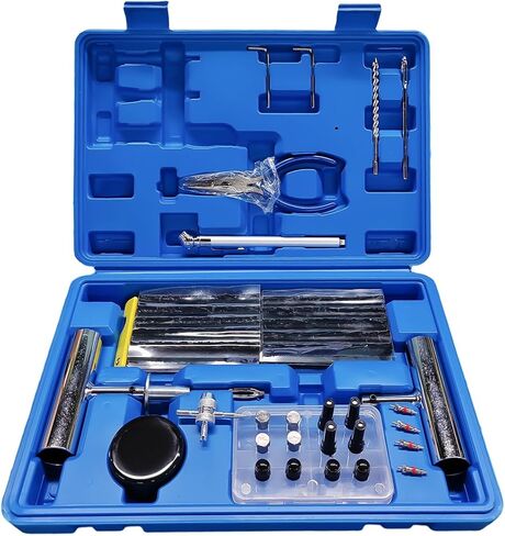 68 PCS Tire Repair Kit, Heavy Duty Tire Repair Tool Set to Fix Punctures & Plug Flats, Universal Puncture Patch Kit for Car Motorcycle Truck Tractor ATV RV Trailer in Kuwait