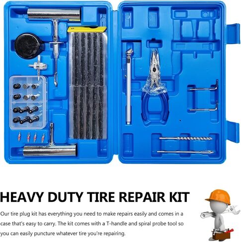 68 PCS Tire Repair Kit, Heavy Duty Tire Repair Tool Set to Fix Punctures & Plug Flats, Universal Puncture Patch Kit for Car Motorcycle Truck Tractor ATV RV Trailer in Kuwait