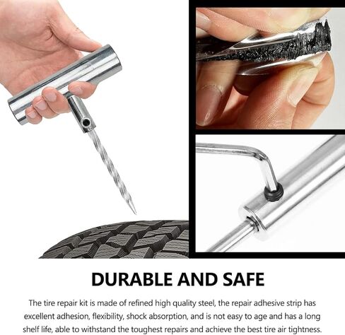 68 PCS Tire Repair Kit, Heavy Duty Tire Repair Tool Set to Fix Punctures & Plug Flats, Universal Puncture Patch Kit for Car Motorcycle Truck Tractor ATV RV Trailer in Kuwait