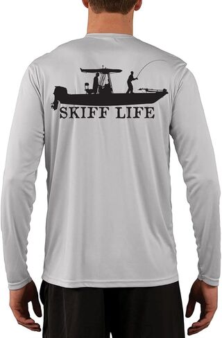 قميص Skiff Life T-Top Boat Fishing - تصميم وحدة التحكم المركزية، قمصان طويلة الأكمام لصيد الأسماك للرجال in Kuwait