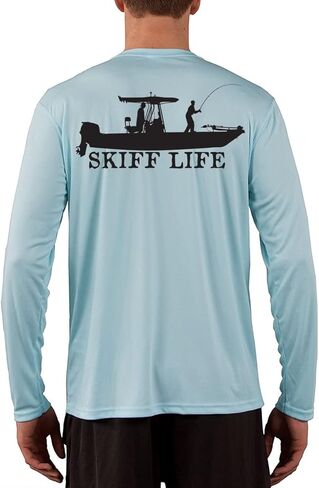 قميص Skiff Life T-Top Boat Fishing - تصميم وحدة التحكم المركزية، قمصان طويلة الأكمام لصيد الأسماك للرجال in Saudi Arabia
