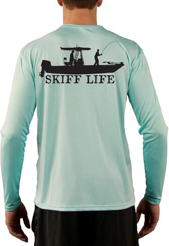 قميص Skiff Life T-Top Boat Fishing - تصميم وحدة التحكم المركزية، قمصان طويلة الأكمام لصيد الأسماك للرجال in Kuwait