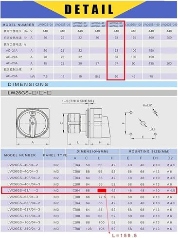 3 موقف إعادة تعيين كام التبديل 690 فولت 63A 6 البولنديين قفل التحول مفاتيح دوارة YMW26GS LW26-63/6GS in Kuwait