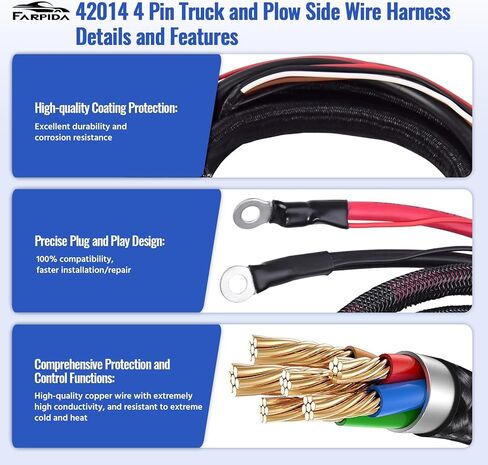 42014 4 Pin Battery Cable Truck Side Wiring Harness fit for Fisher Western Snowex V-Blade Straight Blade and Expandable Plows 42014 Truck Side Battery Cable Wiring Harness in Kuwait