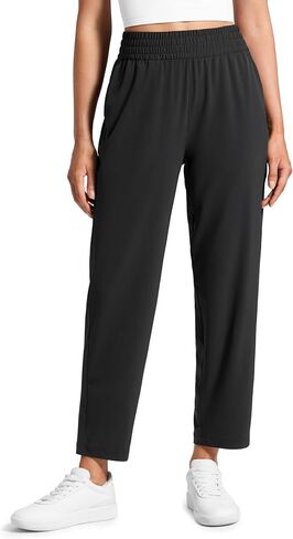CRZ YOGA Lightweight Drapey Tapered Ankle Pants for Women 27" - 7/8 Casual Travel Work with Pockets Summer in Saudi Arabia