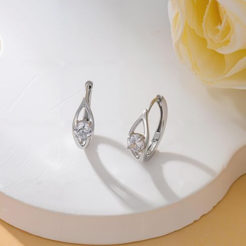 Hoop Earrings Sterling Silver Women's Hoop Earrings Huggie Cubic Zirconia Earrings for Women in Kuwait