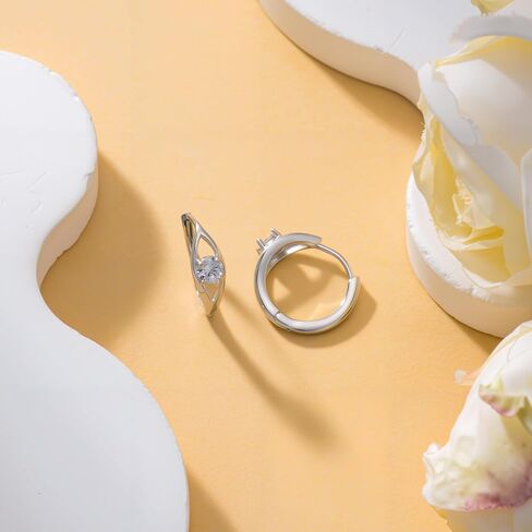 Hoop Earrings Sterling Silver Women's Hoop Earrings Huggie Cubic Zirconia Earrings for Women in Kuwait