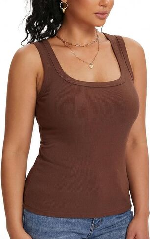 ASAIR Tank Tops for Women Racer Back Square Neck Sexy Ribbed Basic Trendy Sleeveless T Shirts Woman in Kuwait