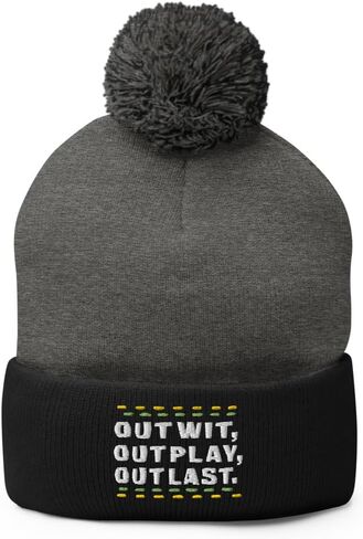 Survivor Outwit, Outplay, Outlast Pom Pom Beanie Grey/Black in Kuwait