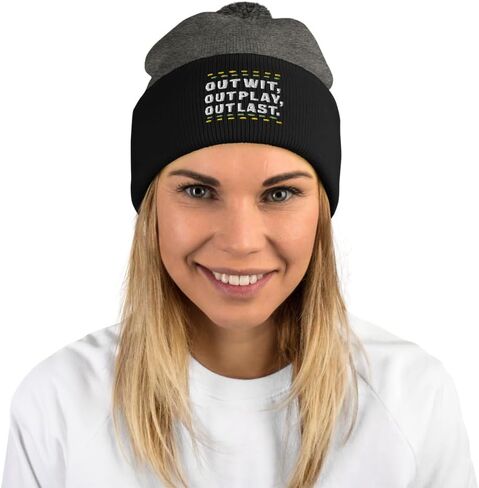 Survivor Outwit, Outplay, Outlast Pom Pom Beanie Grey/Black in Kuwait