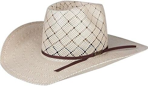 Co 5050 Sand Patchwork 4 1/4in Brim Open Crown Straw Cowboy Hat Natural 73/8 in Kuwait