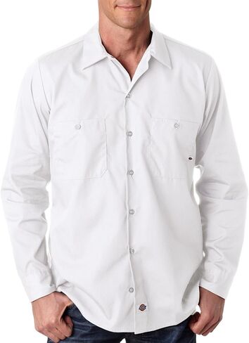 Dickies Occupational Workwear LL535WH Polyester/Cotton Men's Long Sleeve Industrial Work Shirt, White in Saudi Arabia