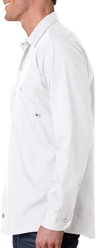 Dickies Occupational Workwear LL535WH Polyester/Cotton Men's Long Sleeve Industrial Work Shirt, White in Saudi Arabia