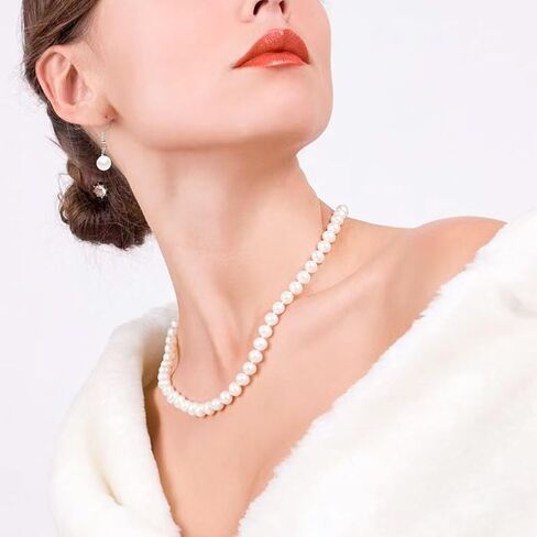 3PCS Pearl Jewelry Set for Women, Faux Pearl Necklace Bracelet Earrings Set, Round Pearl Costume Accessories for Brides Wedding Gift in Saudi Arabia