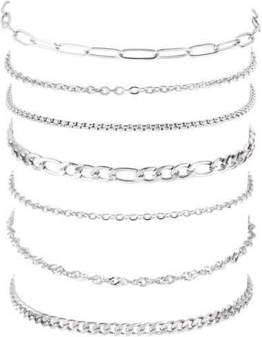7Pc Women's Bracelet Set Stainless Steel Trendy Stackable Bracelets Fashionable Jewelry Sets for Women Jewelry Gift in Saudi Arabia