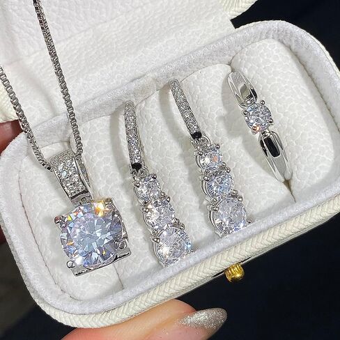 Fashion Contracted Design Women's Pendant Necklace Dangle Earrings Ring Jewelry Set in Saudi Arabia