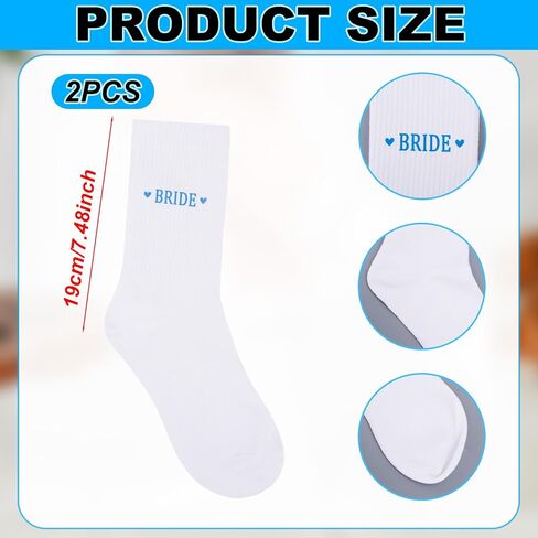 White Blue Bride Socks, Soft Cotton Bridal Socks Bride to Blue Gift Essentials Decorations for Women Wedding in Saudi Arabia