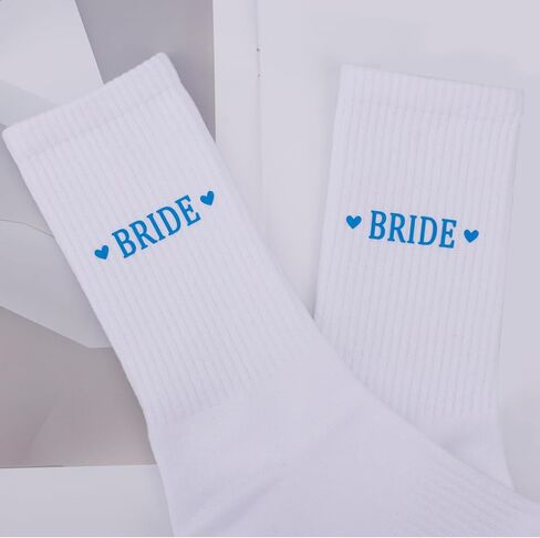 White Blue Bride Socks, Soft Cotton Bridal Socks Bride to Blue Gift Essentials Decorations for Women Wedding in Saudi Arabia