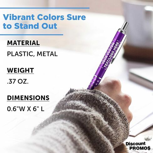 DISCOUNT PROMOS Personalized Retractable Rhinestone Accent Pens Set of 10/50/100, Bulk Plastic Pens Customizable Text Logo - Purple in Kuwait