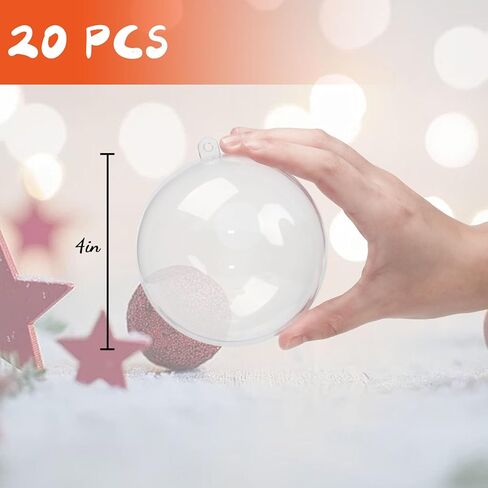 Koogel 20PCS Large Clear Ball Ornaments, 4inch Fillable Christmas Balls Shatterproof Ornament Baubles for DIY Crafts Christmas Wedding Party Decor in Kuwait